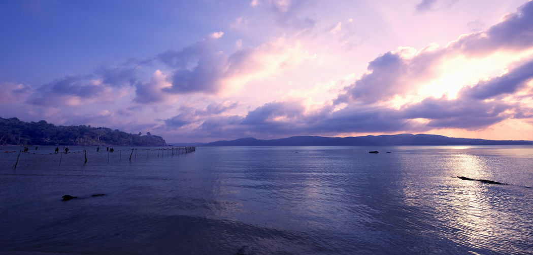 Scenic view of sea against sky at sunset