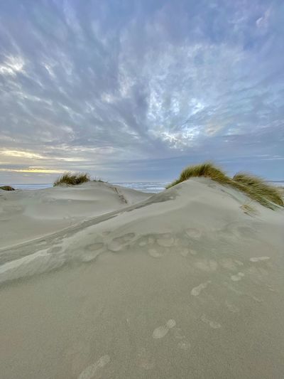 Scenic view of beach against sky