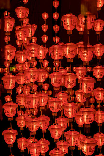 Full frame shot of illuminated lanterns