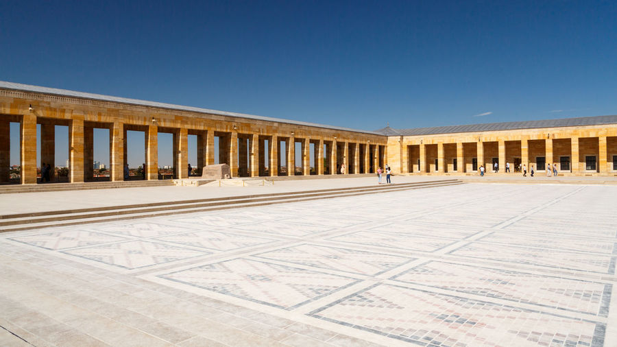 Exterior of building against clear blue sky