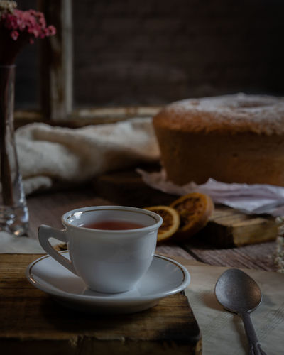 Coffee cup on table