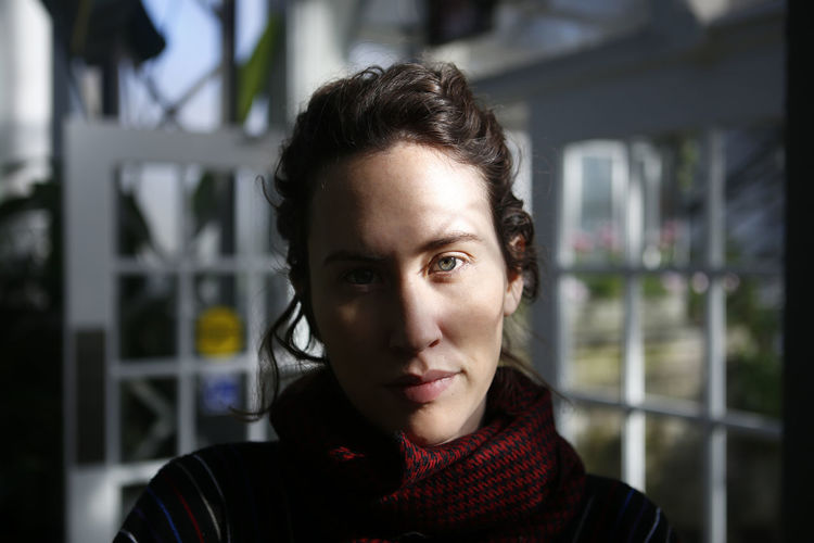Close-up portrait of confident woman