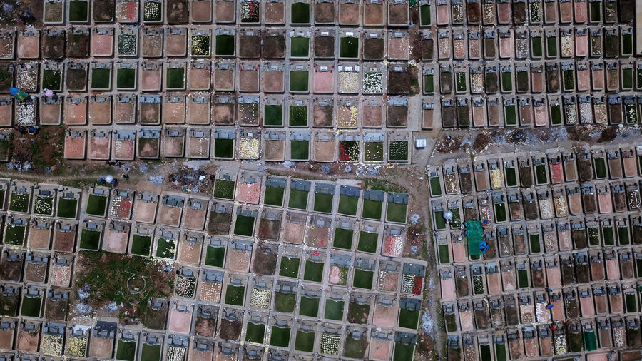 Full frame shot of cemetery in city