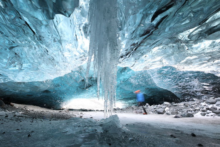 Scenic view of frozen cave