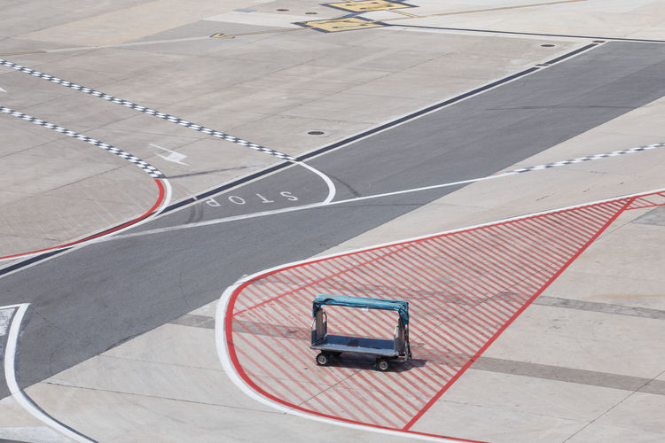 High angle view of cart on road