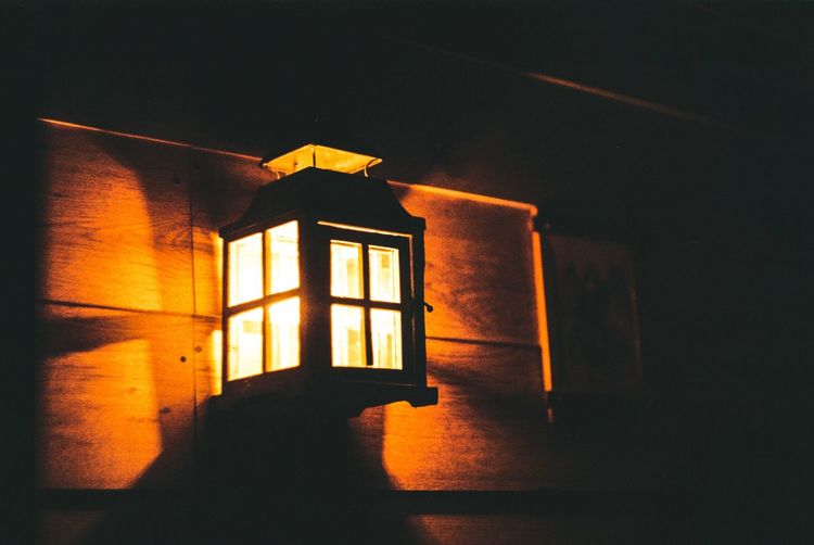Close-up of illuminated window