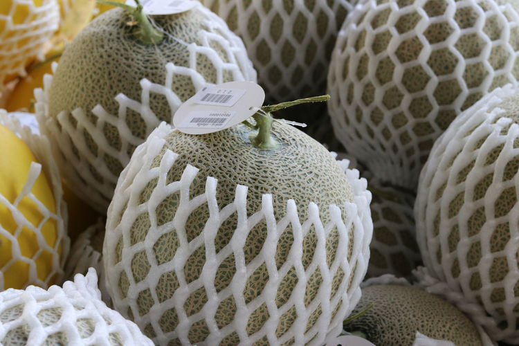 Close-up of cantaloupe for sale at market