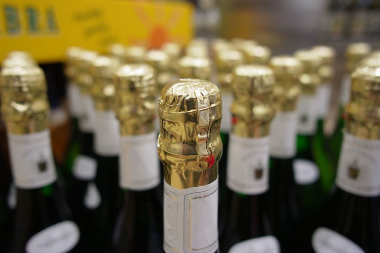 Close-up of bottles