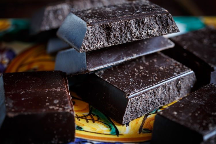 Close up of chocolate blocks