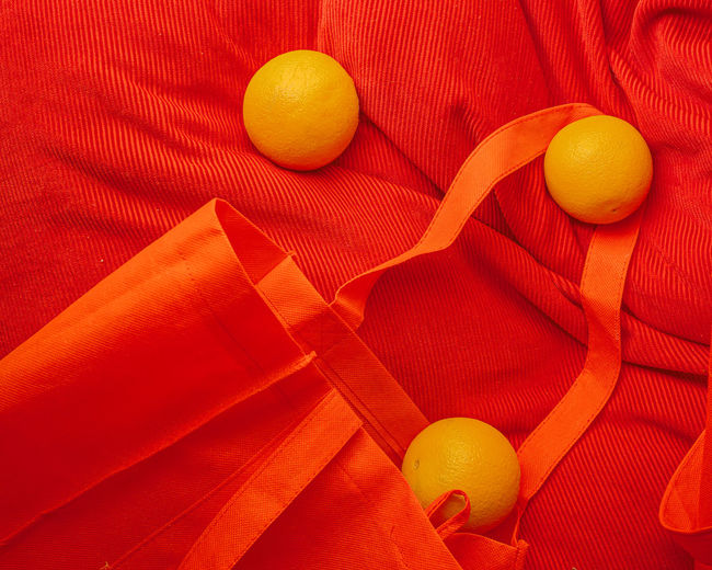 High angle view of orange balls