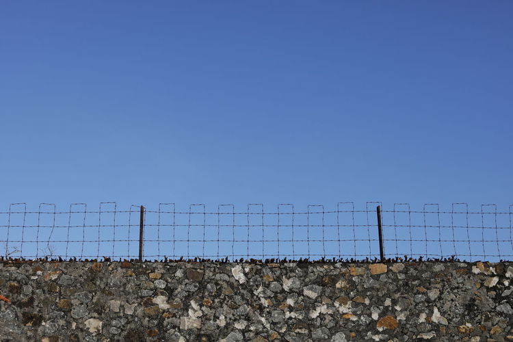 Chainlink fence against clear sky