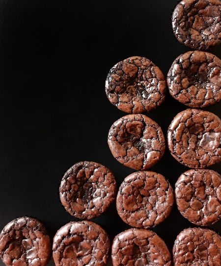 Close-up of cookies against black background