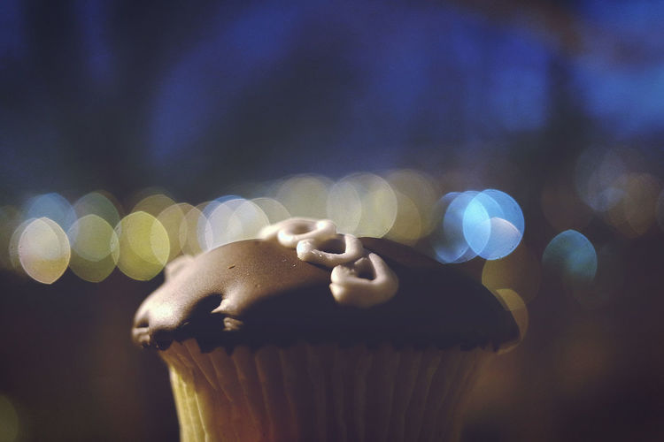 Close-up of cup cake against blurred background