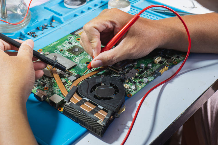Use a multimeter to check the device for defects and then fix it.