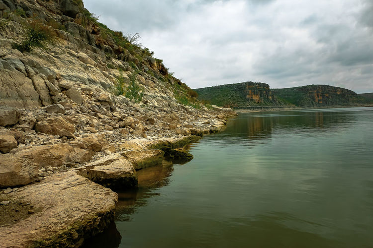 Scenic view of lake against sky