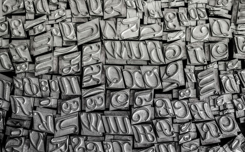A vintage letterpress alphabet and numbers