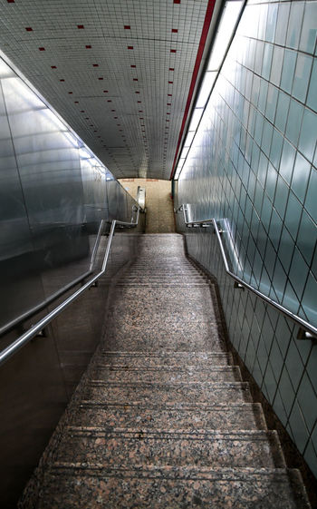 Empty urban subway steps to the underground