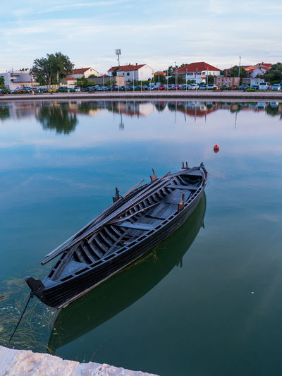 Replica of condura. old medieval ship in town nin, dalmatia, croatia. condura croatica