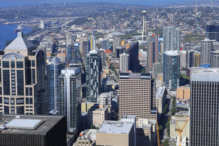 Aerial view of buildings in city