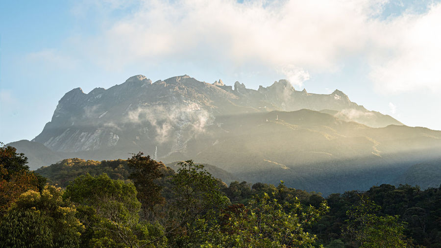 Kinabalu national park in morning with beautiful sky and cloud in malaysia.