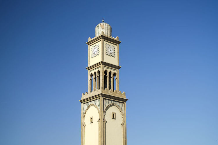 Old clock tower in historic medina at the center of casablanca