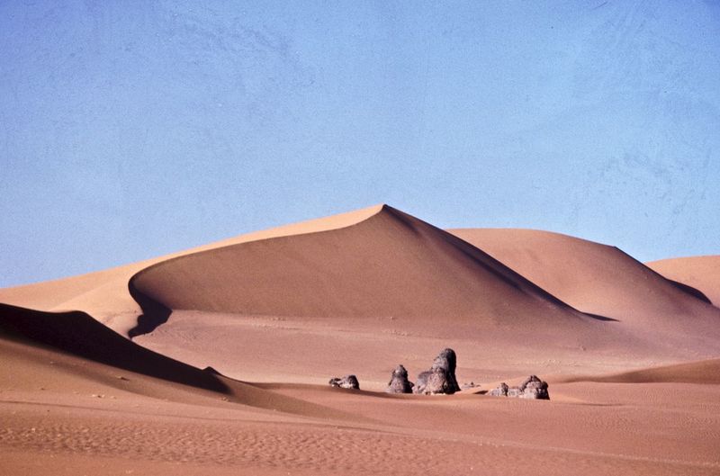 Algeria, red sand dunes in the acacus mountains region