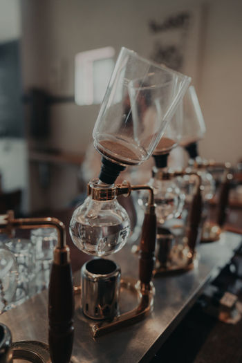 Close-up of siphon coffee