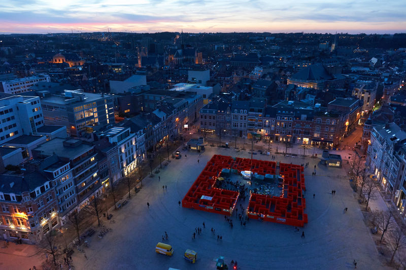 A maze from drink crates in leuven