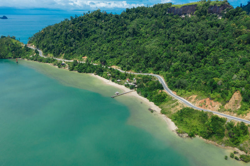 High angle view of coastal line along west sumatera coast of indonesia
