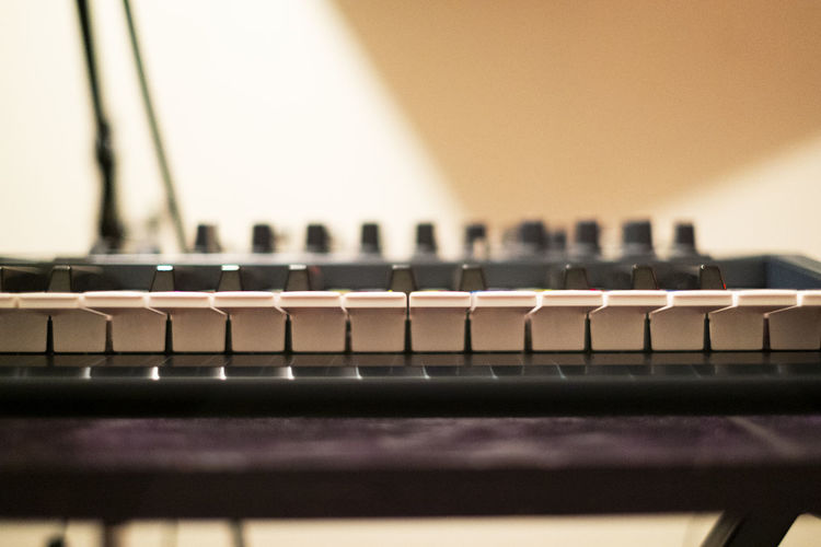They keys of a synthesizer creating symmetry in sight and sound.