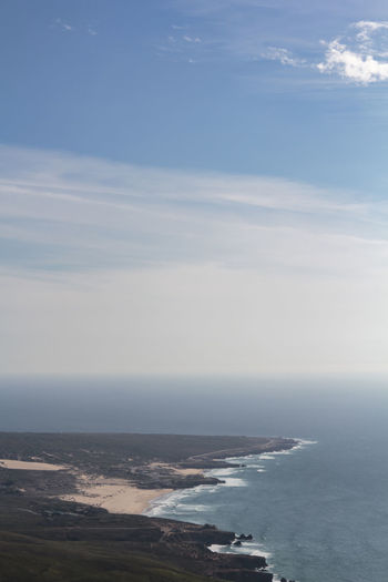 Aerial view of beach, sea and sky horizon