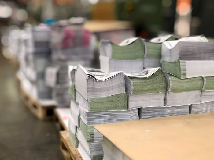 Stack of paper in industry