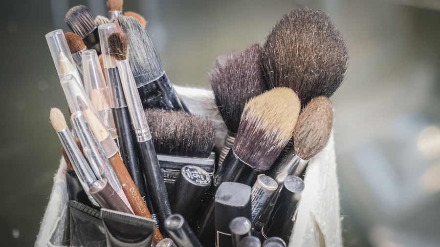 Close-up view of brushes
