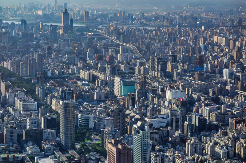 Overlook of taipei with hundreds of skyscrapers