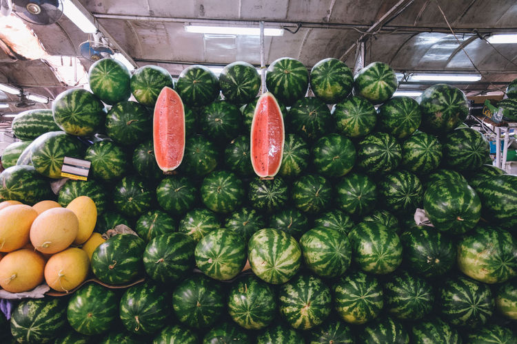 View of fruits for sale at market stall