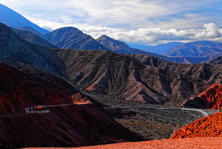 Scenic view on painted landscape near purmamarca argentina