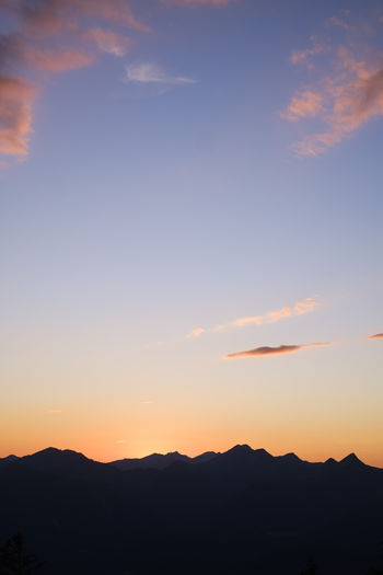 Scenic view of silhouette landscape against sky during sunset