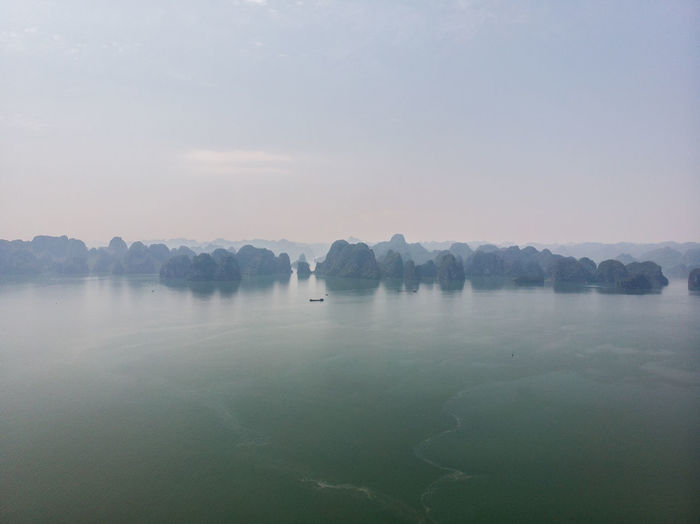 Scenic view of lake against sky in vietnam
