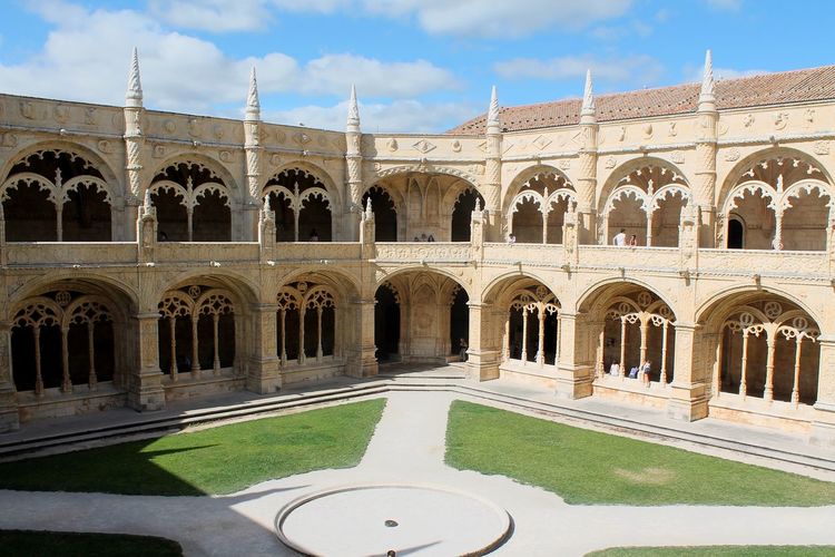 View of historical cloister of the monastery of the jerónimos, at belém, in lisbon. 