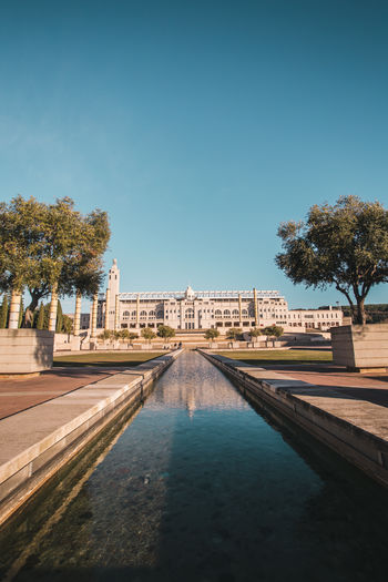 View of historical building against clear blue sky