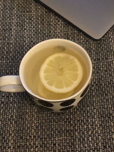 High angle view of tea on table