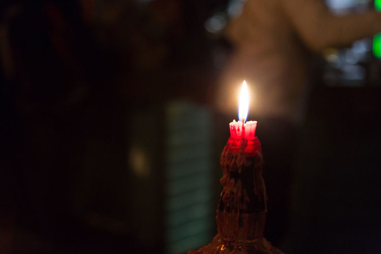Close-up of lit candles