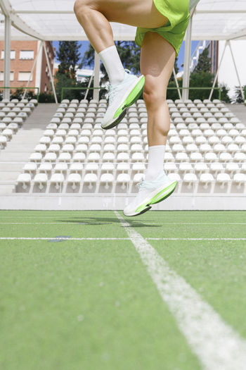 Man doing running practice at sports field