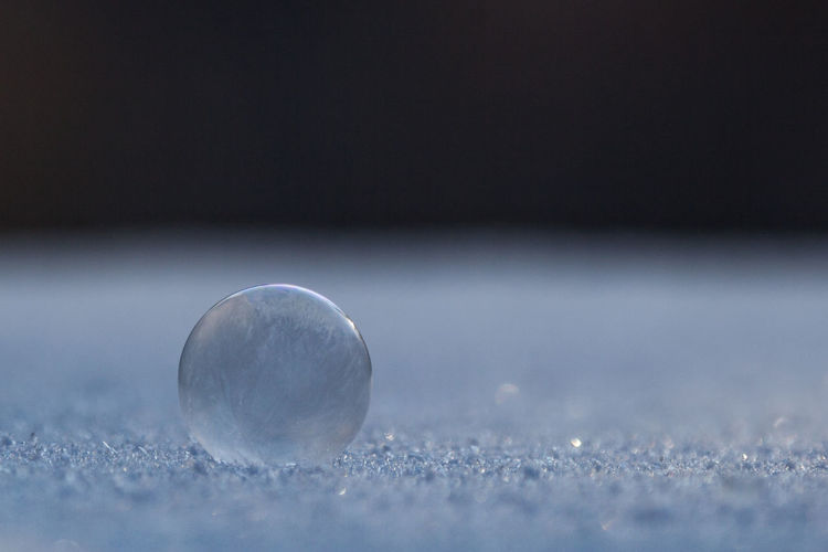 Close-up of bubble on ice