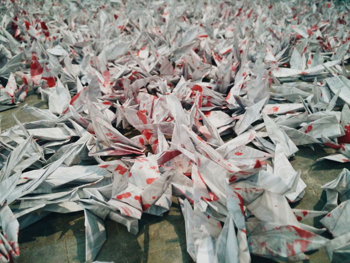 Full frame shot of paper cranes