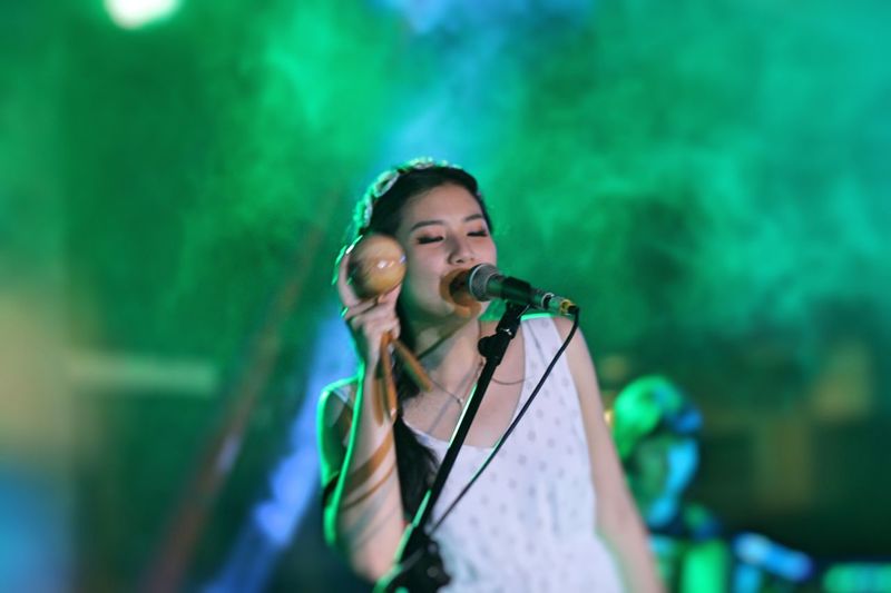 Singer singing on stage at event