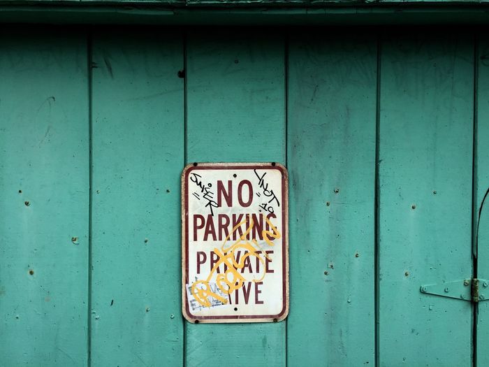 Close-up of no parking sign