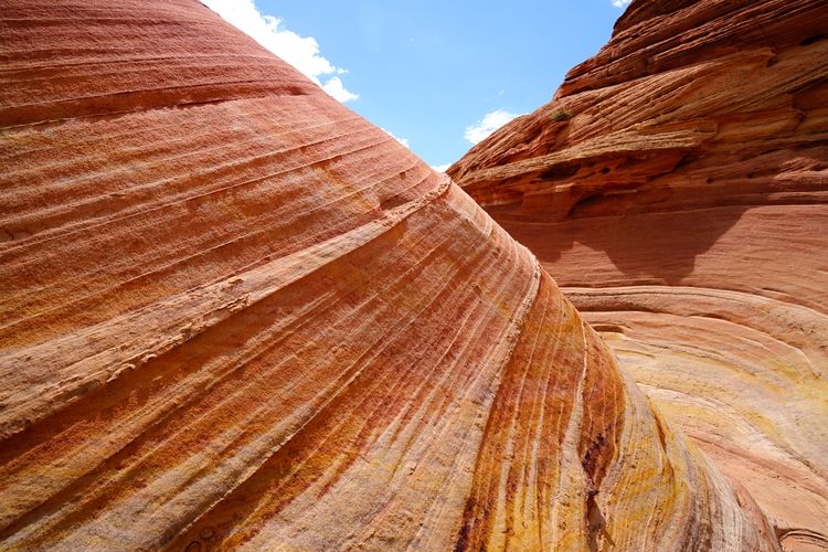 Low angle view of rock formations