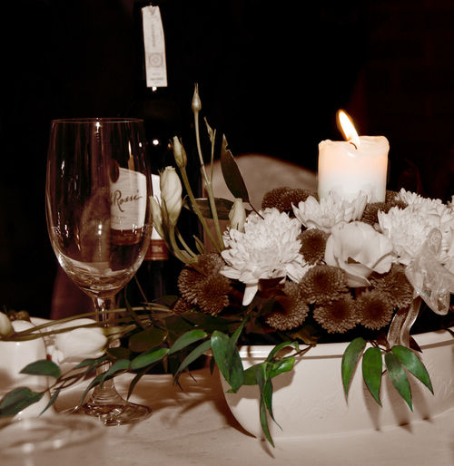 Close-up of candle on table
