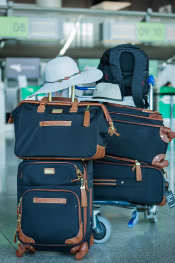 Close-up of luggage at airport